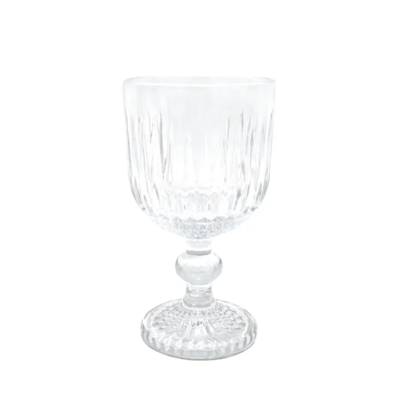 Clear Ribbed Pattern Wine Glass With Leg