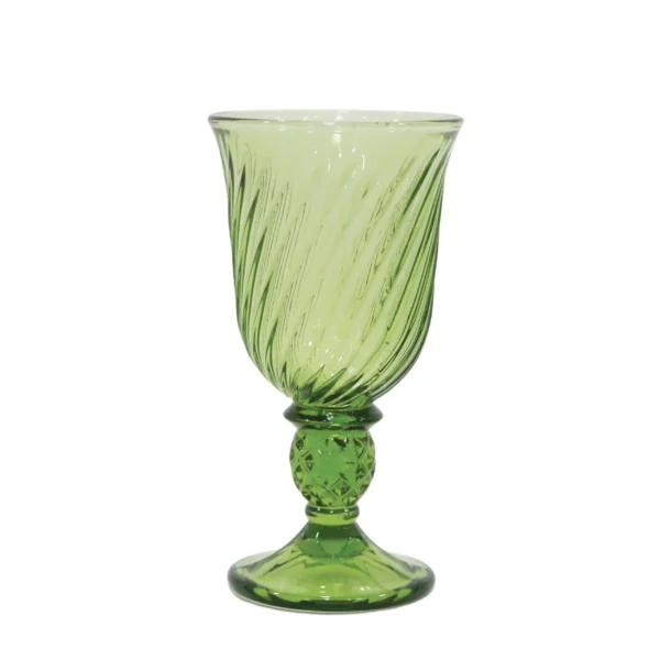 Diagonal Ribbed Wine Glass With Leg - Image 4