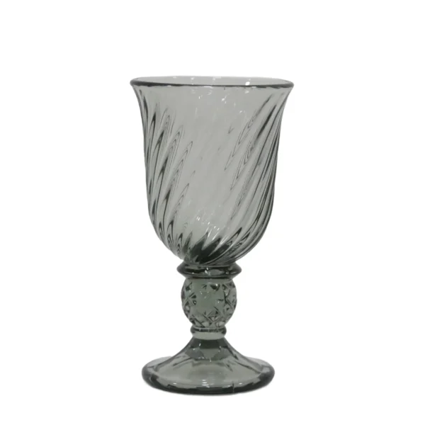 Diagonal Ribbed Wine Glass With Leg - Image 6