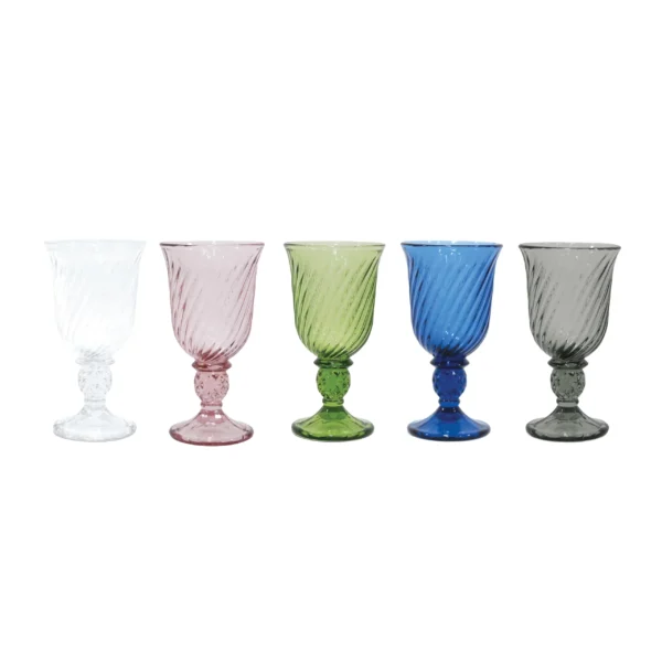 Diagonal Ribbed Wine Glass With Leg