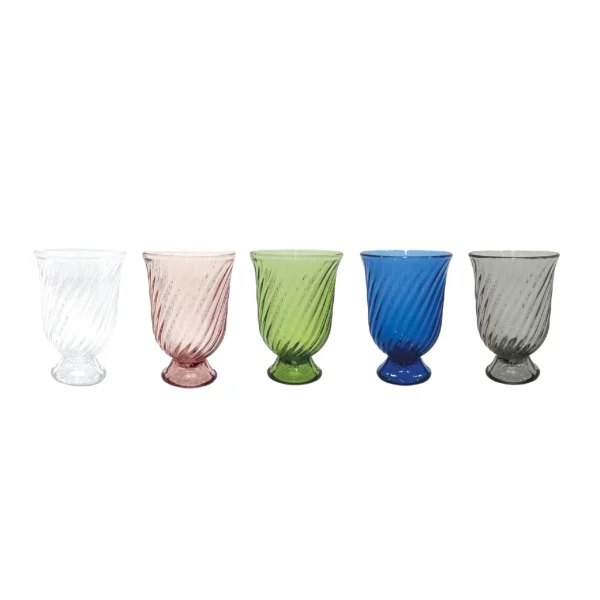 Diagonal Ribbed Wine Glass With Leg