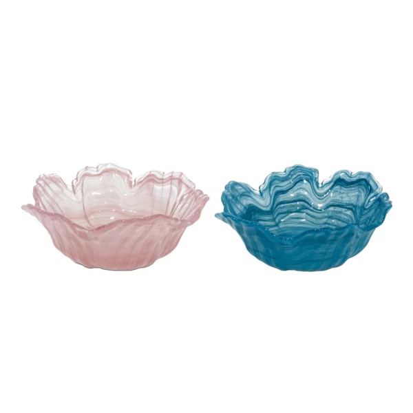 Wavy Edge Print Glass Bowl