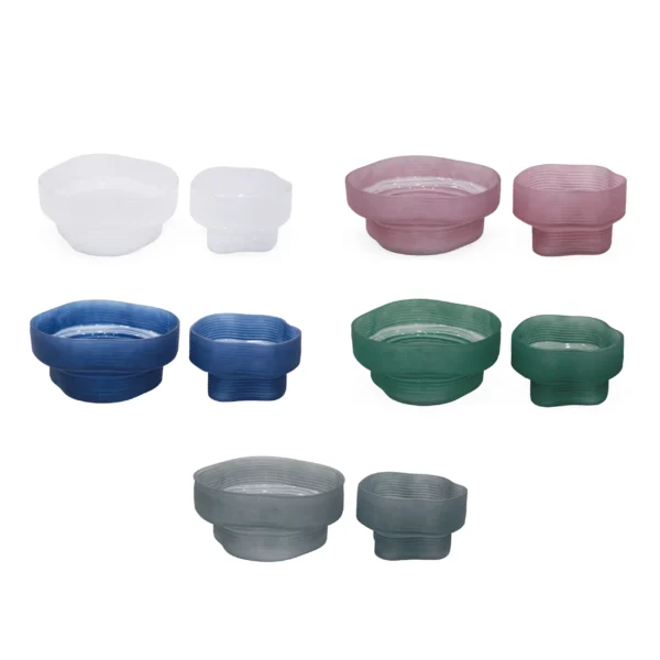 Horizontal Striped Based Wavy Glass Bowl - Image 1