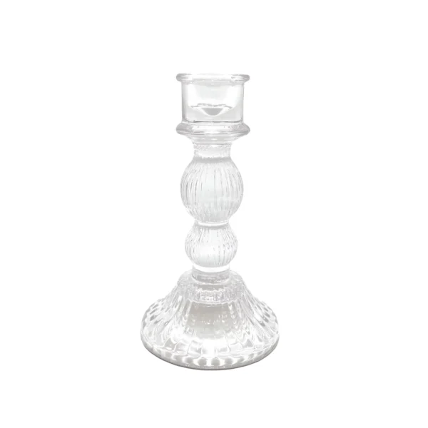 Clear Glass Taper Candle Holder - Image 3