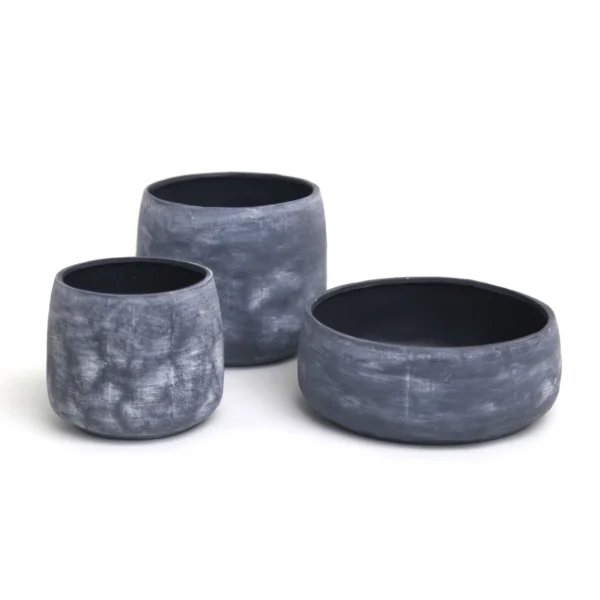 Grey W/White Washing Effect Ceramic Pot - Image 2