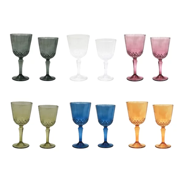 Wine Glass With Diamond Pattern With Leg