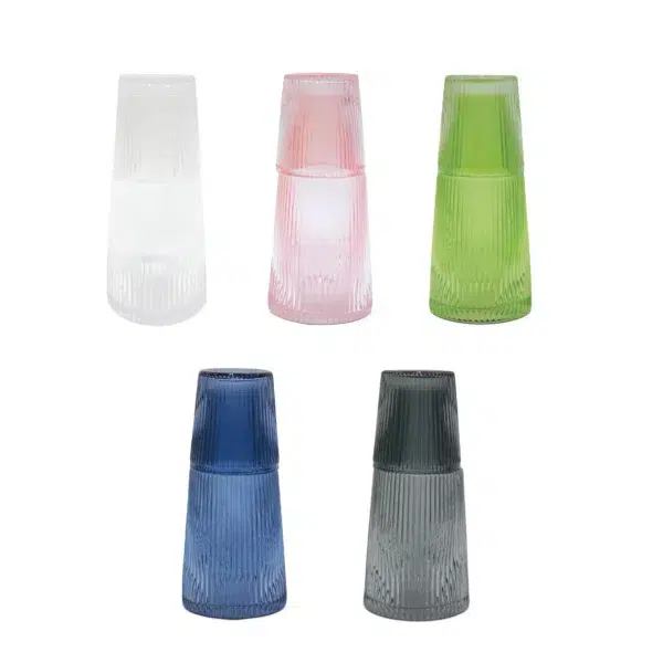 Colored Glass Pitcher with Cup