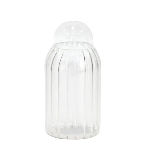 Clear Ribbed Storage Jar with Glass Stopper on Top - Image 2