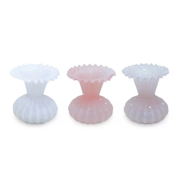 Vintage Narrow Wide Neck Ribbed Glass Vase