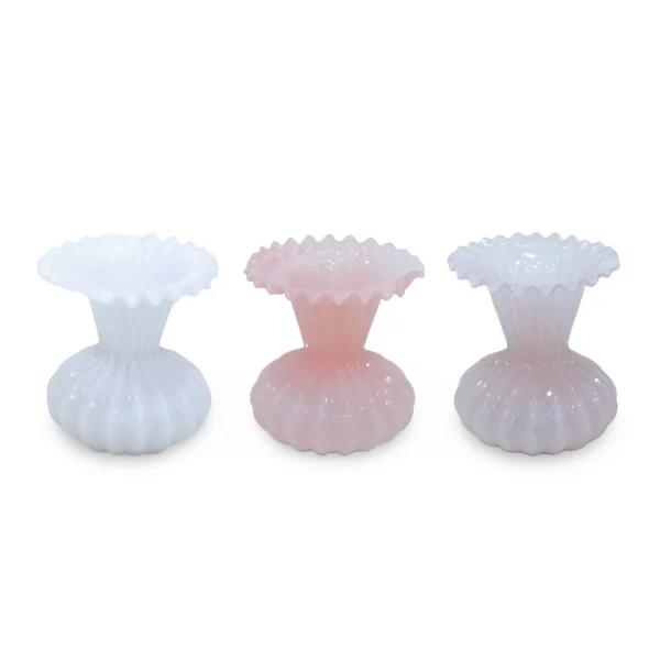 Vintage Narrow Wide Neck Ribbed Glass Vase - Image 1