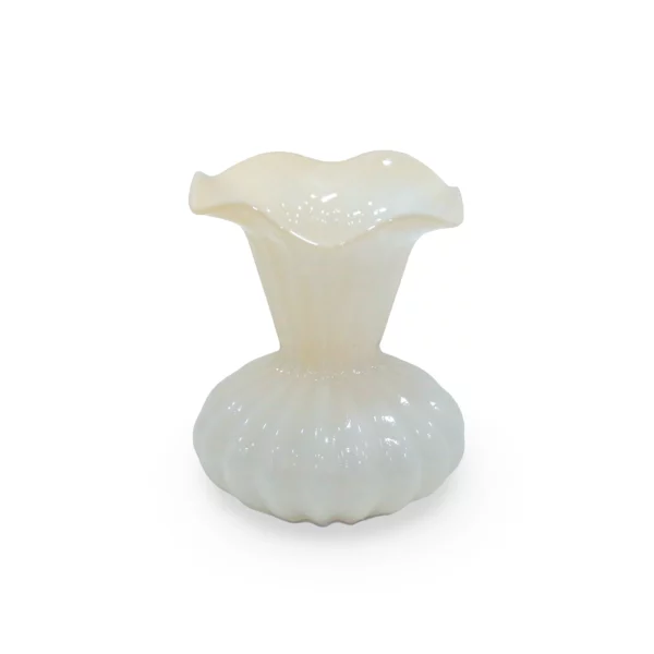 Yellow Vintage Narrow Wide Neck Ribbed Glass Vase