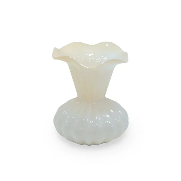 Yellow Vintage Narrow Wide Neck Ribbed Glass Vase
