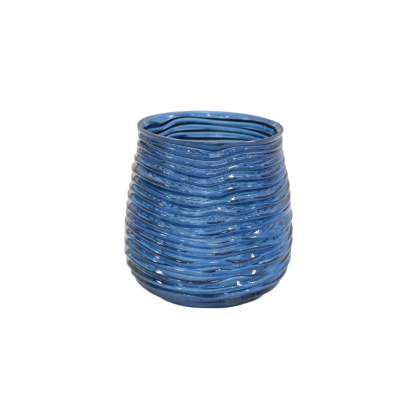 Horizontal Wavy Ribbed Glass Vase - Image 2