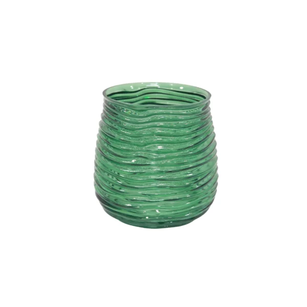Horizontal Wavy Ribbed Glass Vase - Image 3