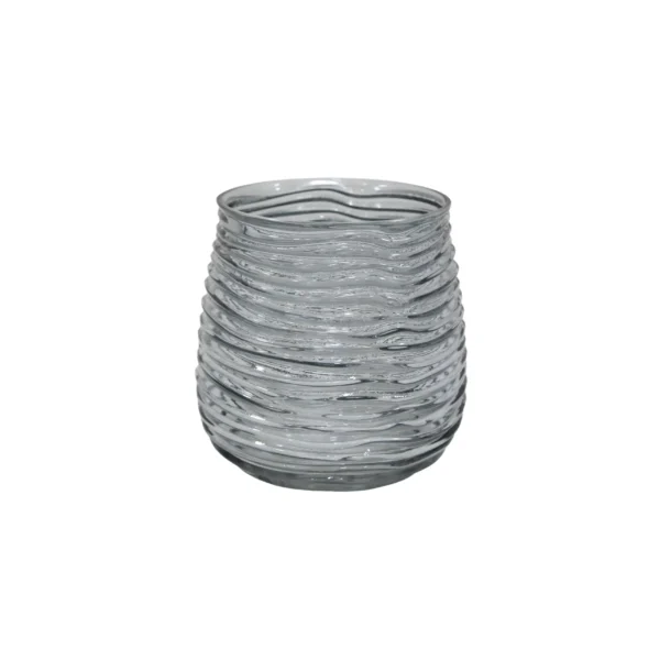 Horizontal Wavy Ribbed Glass Vase - Image 4