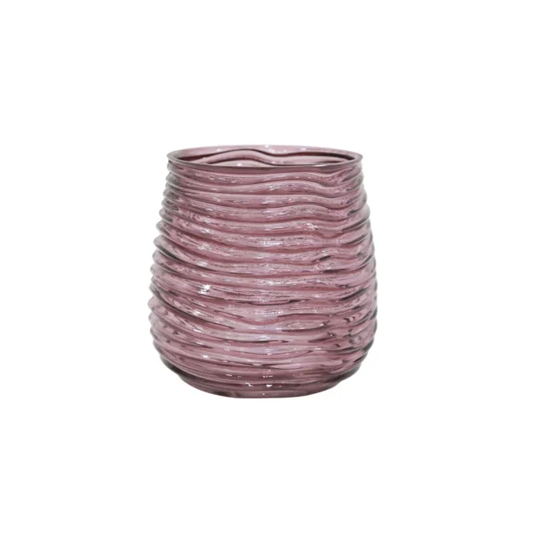 Horizontal Wavy Ribbed Glass Vase - Image 5