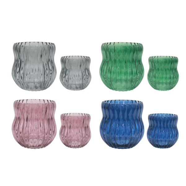 Ribbed Mid Neck Glass Vase