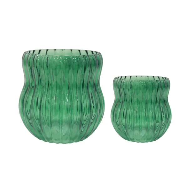Ribbed Mid Neck Glass Vase - Image 3