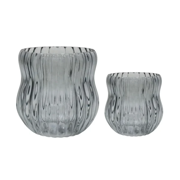 Ribbed Mid Neck Glass Vase - Image 4