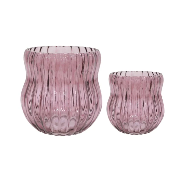 Ribbed Mid Neck Glass Vase - Image 5
