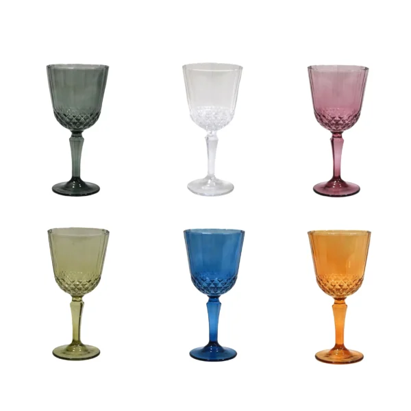 Wine Glass With Diamond Pattern With Leg - Image 8