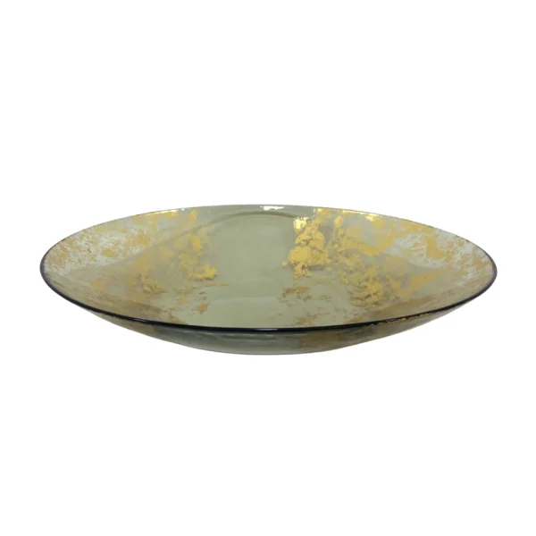 Gold Foil Grey Plate - Modern & Elegant Serving Dish