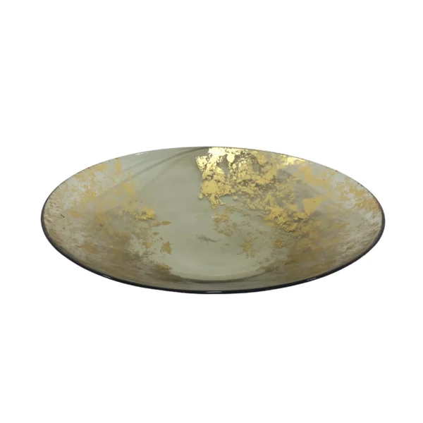 Gold Foil Grey Plate - Modern & Elegant Serving Dish - Image 2