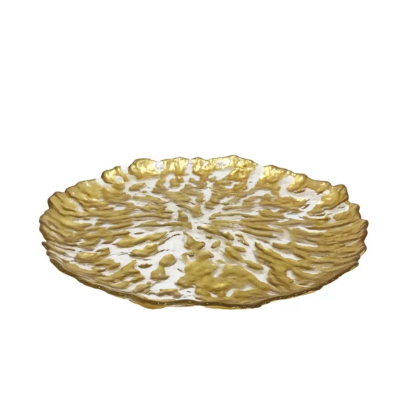 Round Gold Foil Glass Plate - Elegant Serving Dish