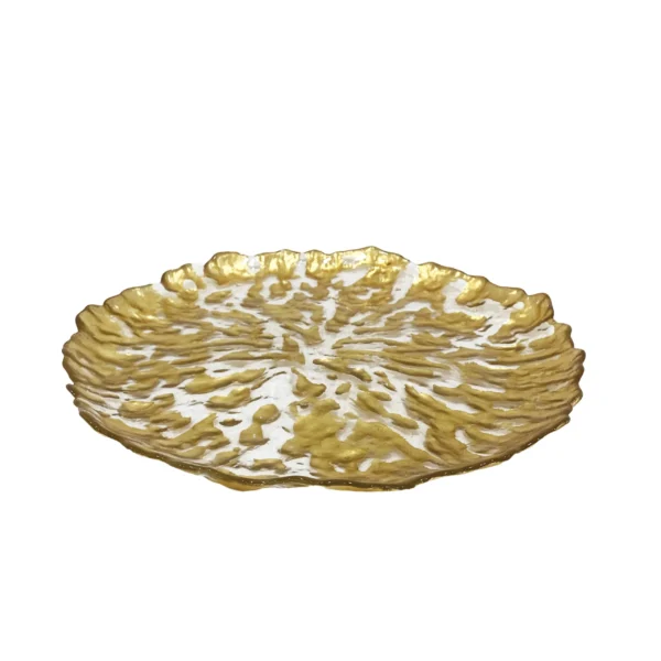 Round Gold Foil Glass Plate - Elegant Serving Dish