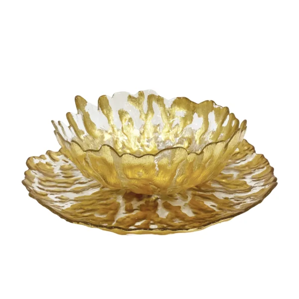 Round Gold Foil Glass Bowl - Elegant Decorative Accent - Image 2
