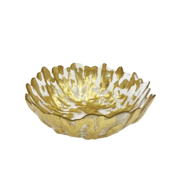 Round Gold Foil Glass Bowl - Elegant Decorative Accent - Image 1