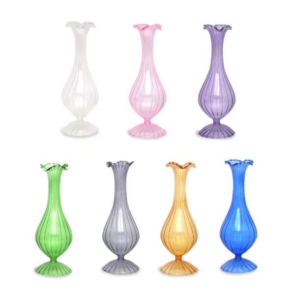Decorative Ribbed Glass Vase