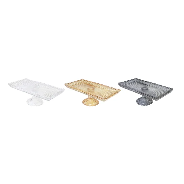 Rectangular Glass Footed Tray