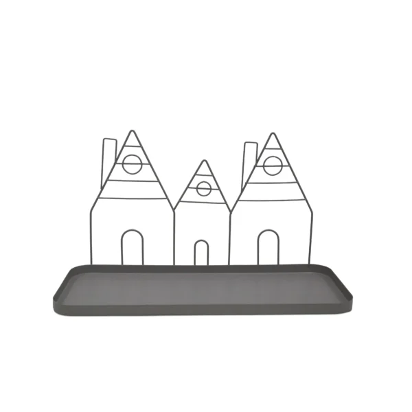 Metal Tray With House Decoration - Image 3