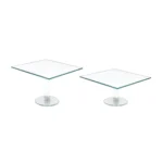 Square Mirror Glass Footed Tray