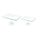 Rectangular Mirror Glass Footed Tray