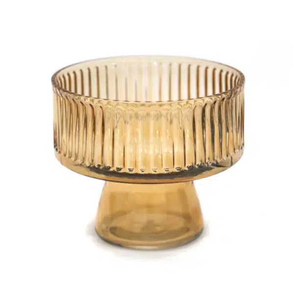 Ribbed Glass Bowl With Stand - Image 3