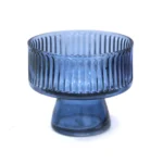 Ribbed Glass Bowl With Stand - Image 4