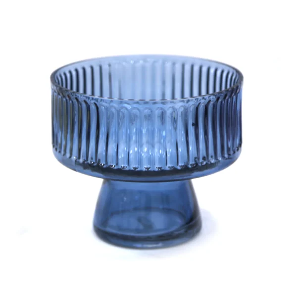 Ribbed Glass Bowl With Stand - Image 4