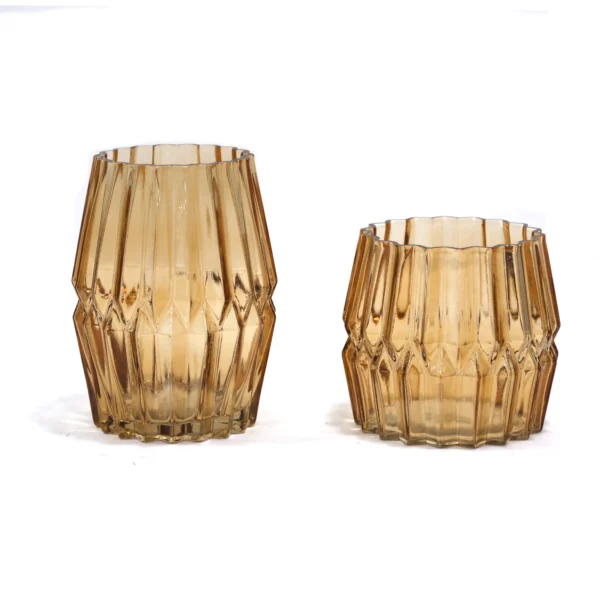Waisted Ribbed Glass Vase - Image 2