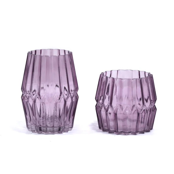 Waisted Ribbed Glass Vase - Image 4