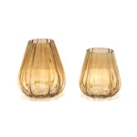 Decorative Ribbed Glass Vase - Image 2