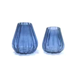Decorative Ribbed Glass Vase - Image 3