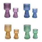 Ribbed Glass Vase With Base