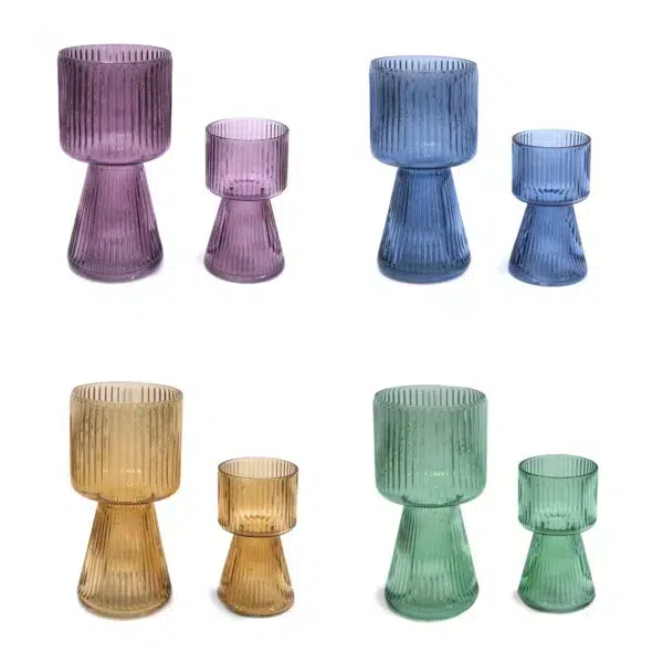 Ribbed Glass Vase With Base