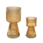 Ribbed Glass Vase With Base - Image 2