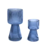 Ribbed Glass Vase With Base - Image 3