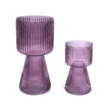 Ribbed Glass Vase With Base - Image 5