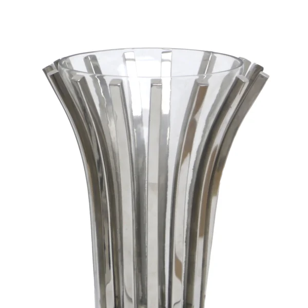 Thick Stripped Stainless Steel Glass Vase - Image 2