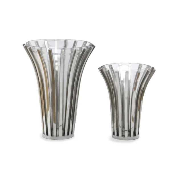 Thick Stripped Stainless Steel Glass Vase
